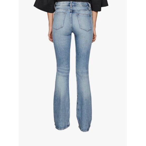 Frame Jeans Womens 29 Le High Flare Crystal Shores Rips Distressed Blue Boho - Picture 2 of 15